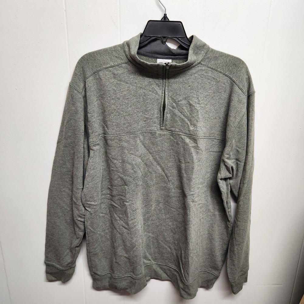 Columbia Sweatshirt Mens 2XL Gray Quarter Zip‎ Pullover Embroidered Logo Fleece